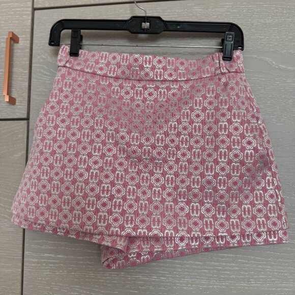 Maje pink jacquard knit skort with a metallic clover pattern - Picture 7 of 7